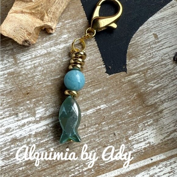Crochet Sardine Bag charm/Keychain – Kut the Knit Aquamarine and sardine fish bag charm key card holder